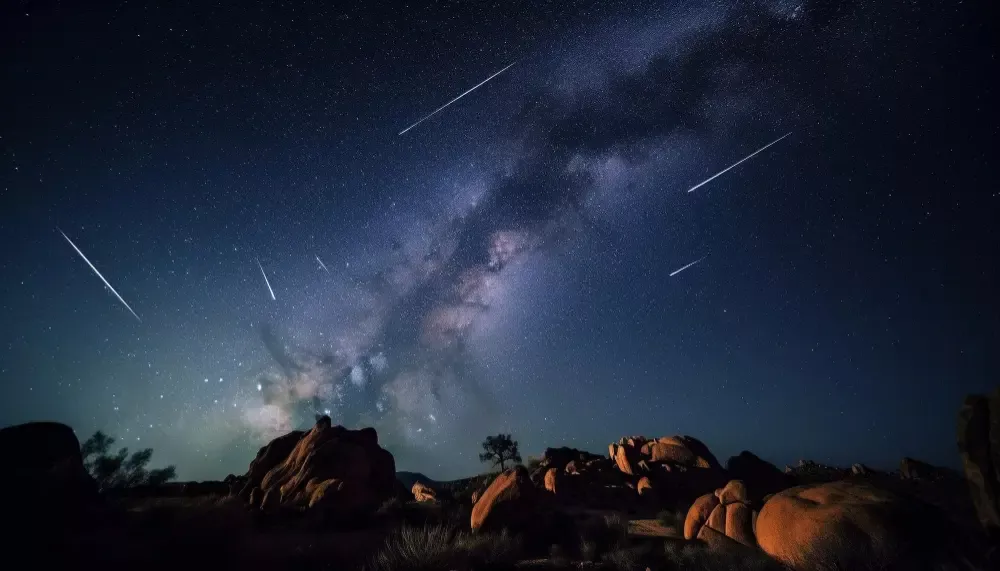 chuva de meteoros Oriônidas riscando o céu