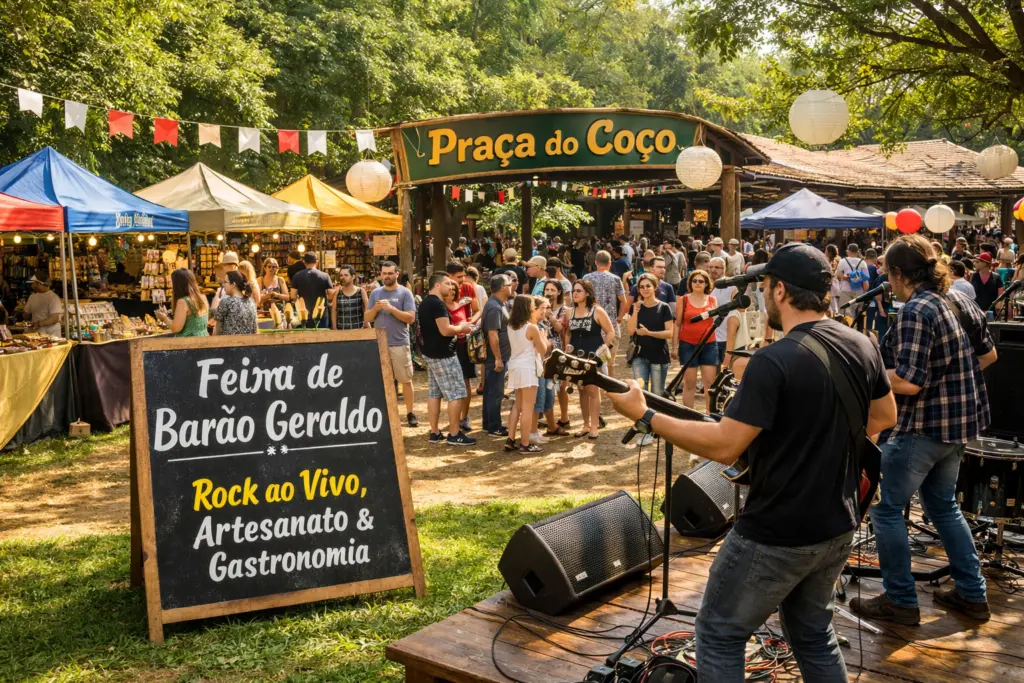 Feira de Barão Geraldo com programação de rock na Praça do Coco