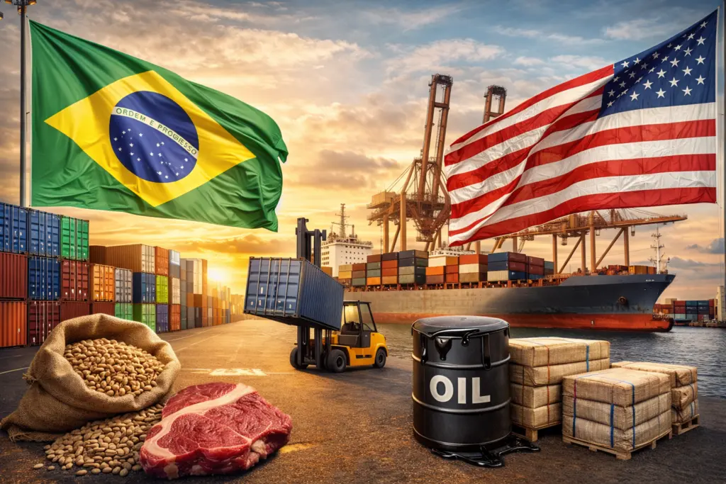 exportações brasileiras aos EUA comércio exterior navios porto containers