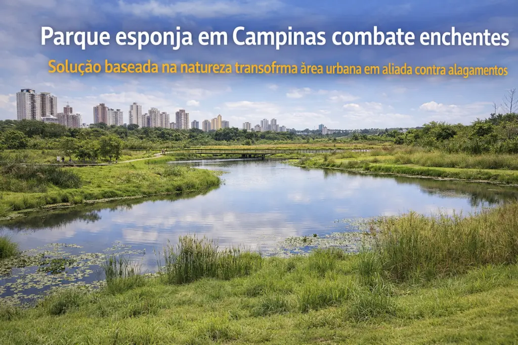 parque esponja em Campinas ajuda a reduzir enchentes com solução natural e sustentável na cidade.