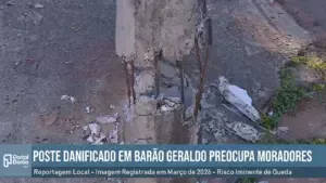 poste danificado em Barão Geraldo