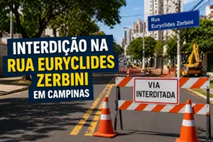 interdição na Rua Euryclides Zerbini em Campinas