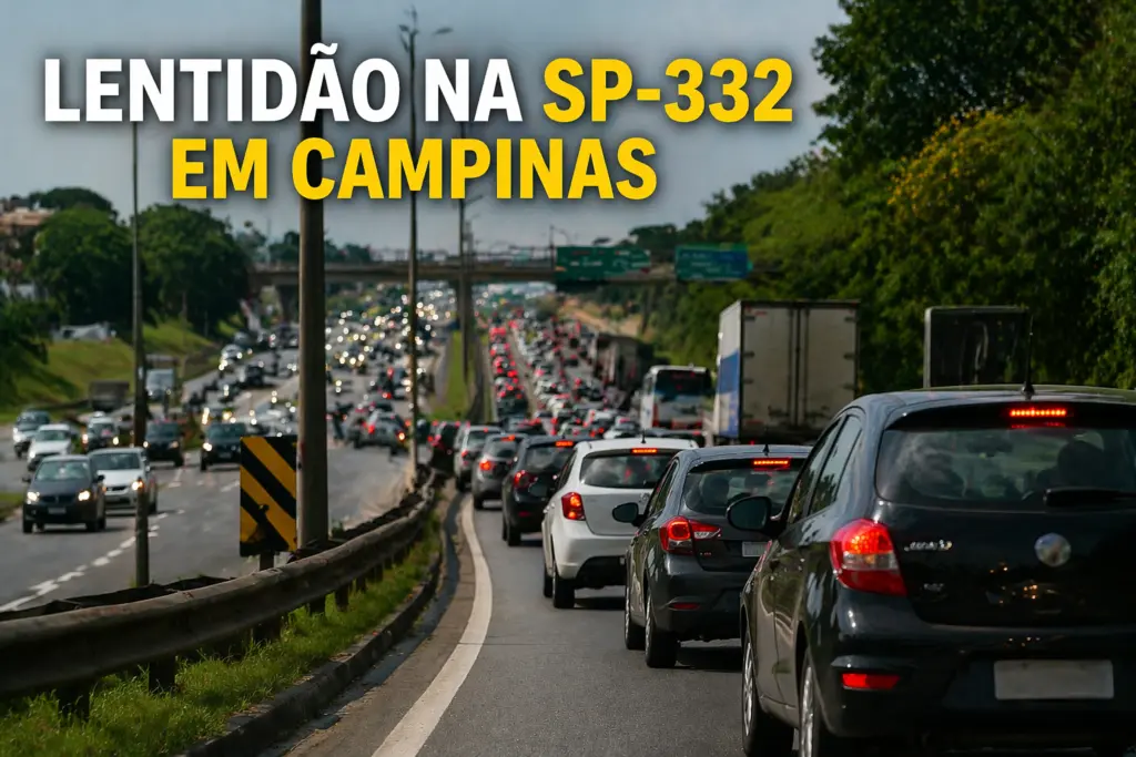 lentidão na SP-332 em Campinas com trânsito intenso no trecho do Tapetão