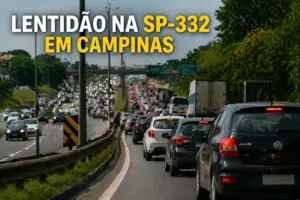 lentidão na SP-332 em Campinas com trânsito intenso no trecho do Tapetão