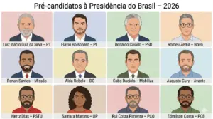 pré-candidatos a presidente 2026 em debate político no Brasil