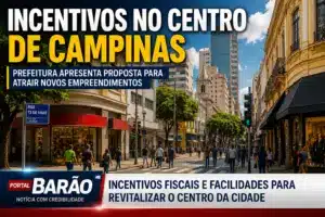 incentivos no centro de Campinas com prédios comerciais e movimento urbano