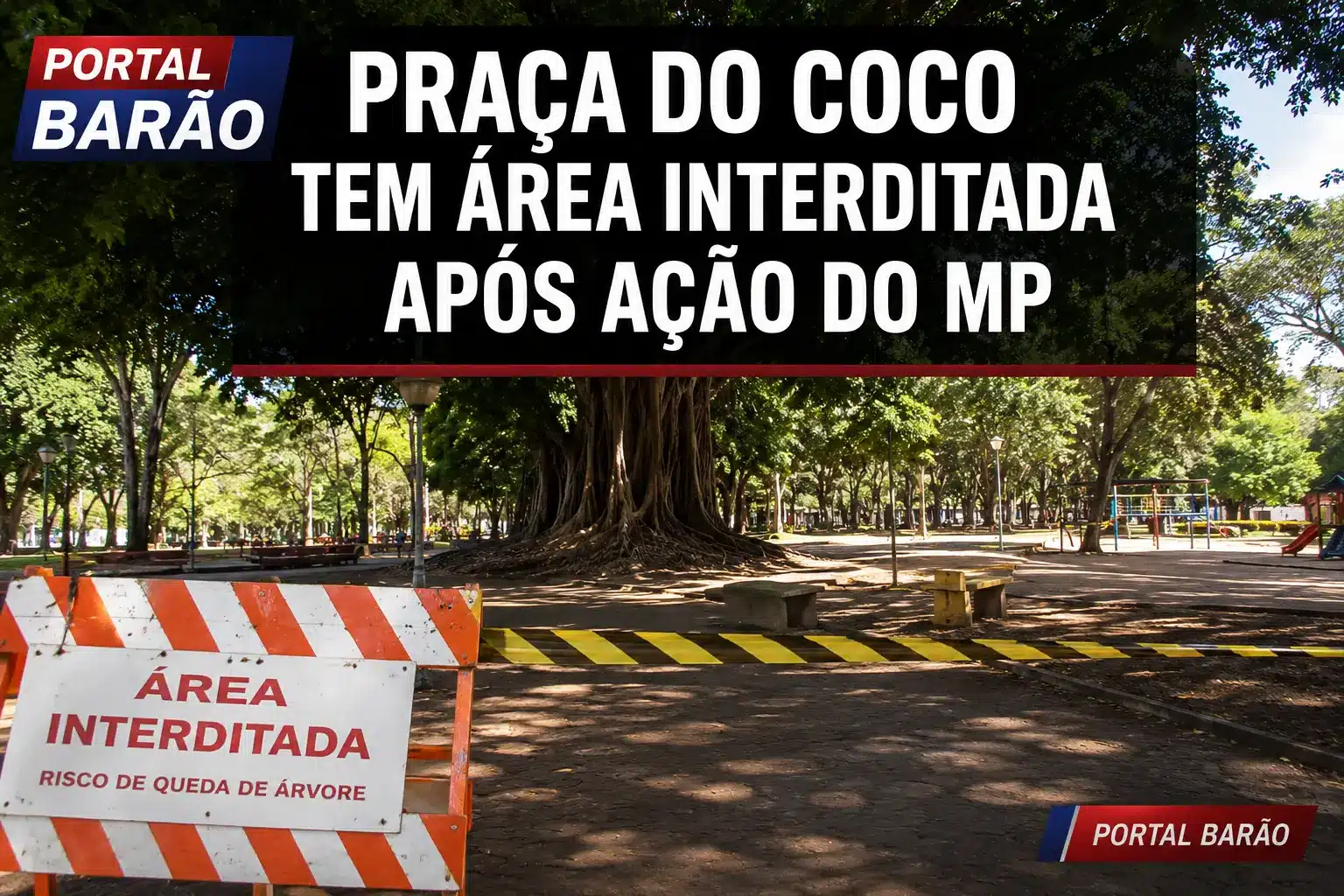 Praça do Coco interditada parcialmente em Barão Geraldo após laudo técnico apontar risco de queda de árvore