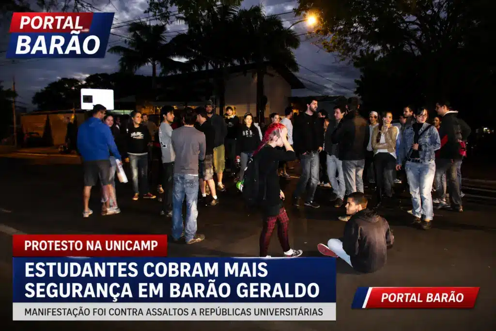 Protesto na Unicamp reúne estudantes em Barão Geraldo contra assaltos em repúblicas universitárias