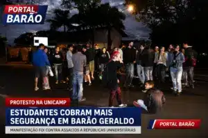 Protesto na Unicamp reúne estudantes em Barão Geraldo contra assaltos em repúblicas universitárias