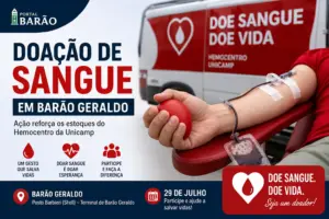 Doação de sangue em Barão Geraldo durante campanha do Hemocentro da Unicamp